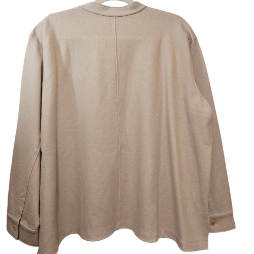 Eileen Fisher Boiled Wool Mandarin Collar Shirt Jacket Chalk SZ 1X - Picture 9 of 12